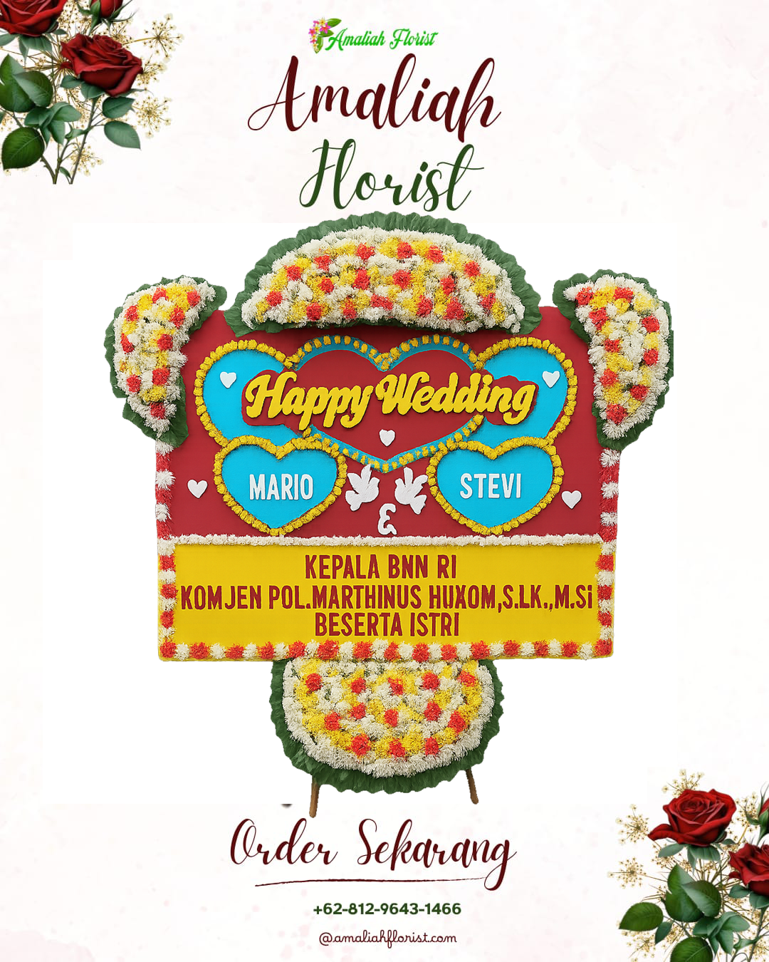 Papan Bunga Pernikahan Buru